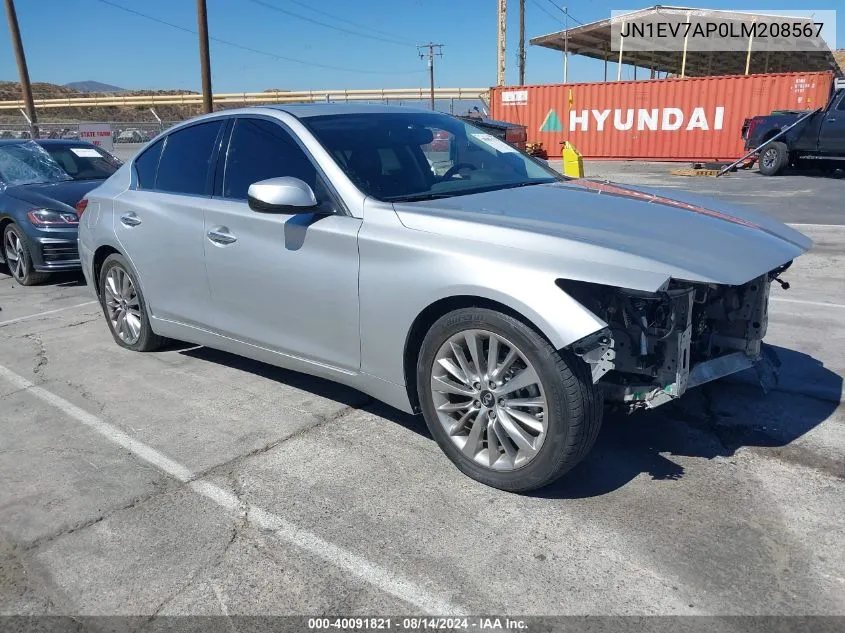 JN1EV7AP0LM208567 2020 Infiniti Q50 Luxe