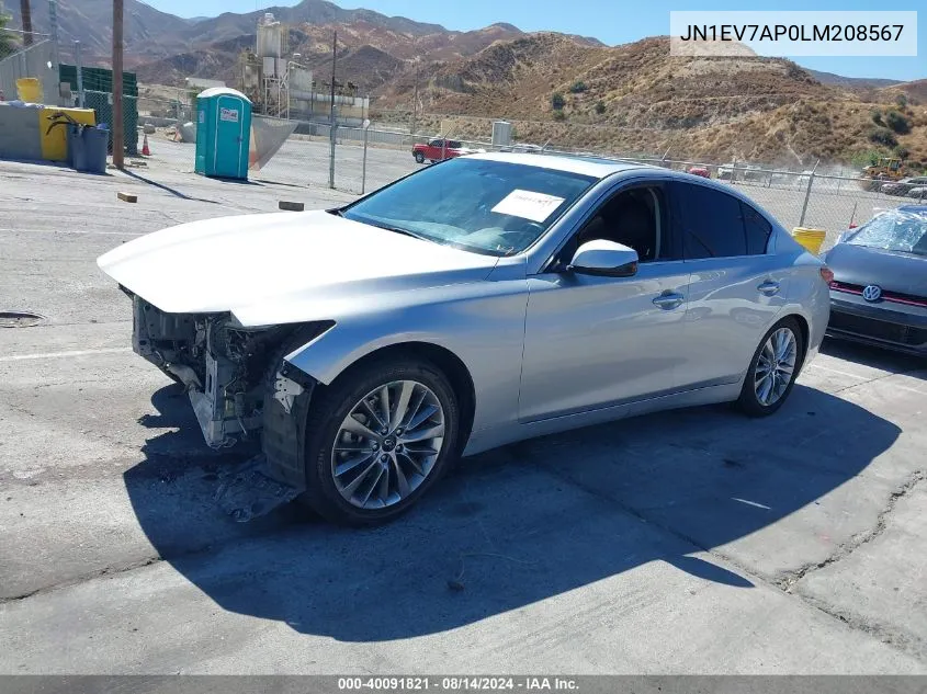 2020 Infiniti Q50 Luxe VIN: JN1EV7AP0LM208567 Lot: 40091821