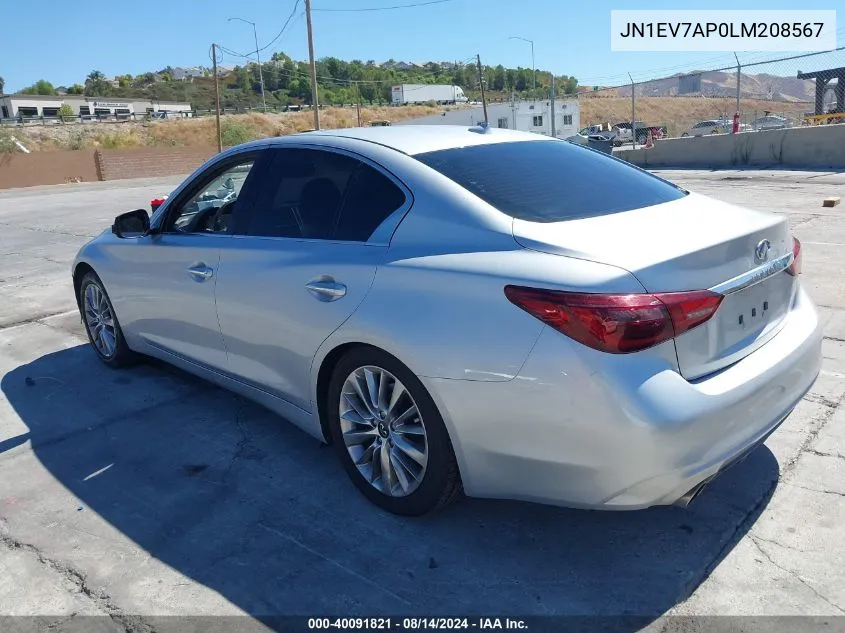 JN1EV7AP0LM208567 2020 Infiniti Q50 Luxe