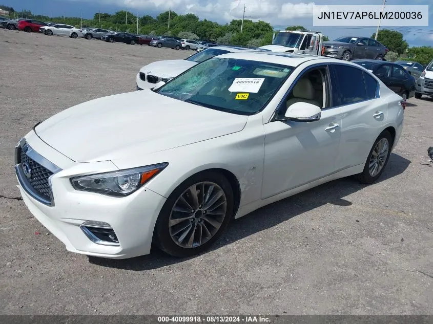 2020 Infiniti Q50 Luxe VIN: JN1EV7AP6LM200036 Lot: 40099918