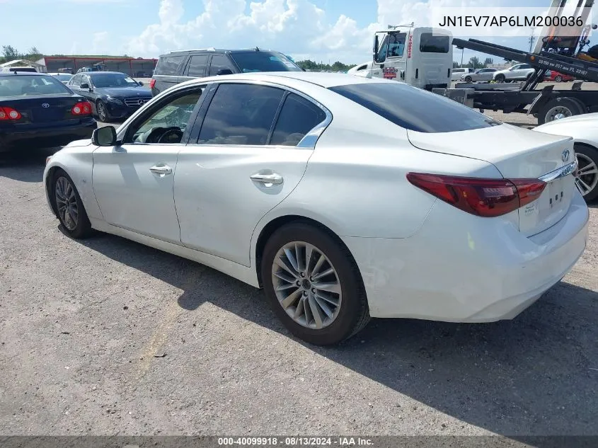 2020 Infiniti Q50 Luxe VIN: JN1EV7AP6LM200036 Lot: 40099918