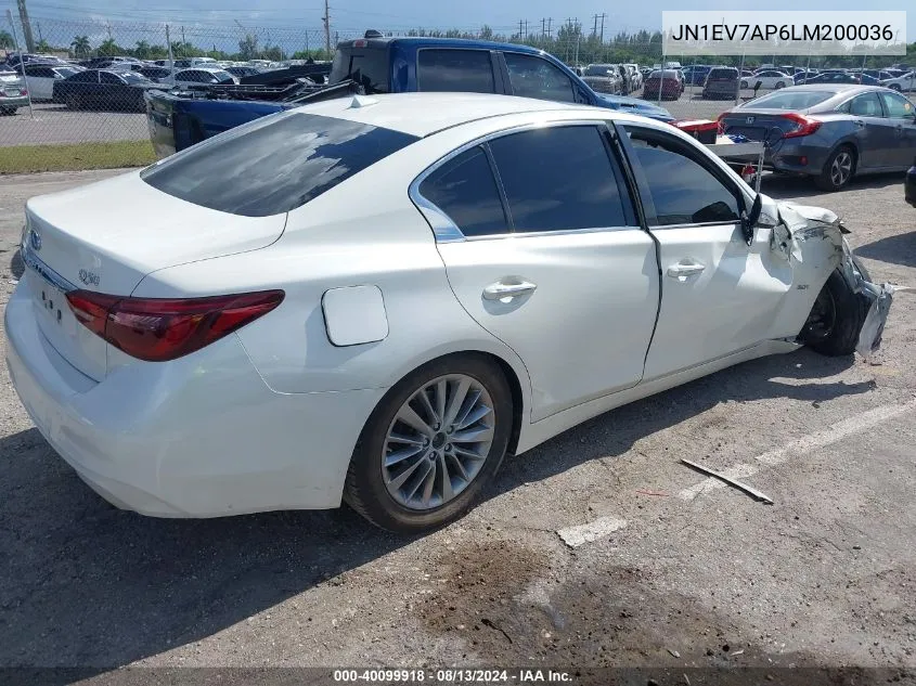 2020 Infiniti Q50 Luxe VIN: JN1EV7AP6LM200036 Lot: 40099918