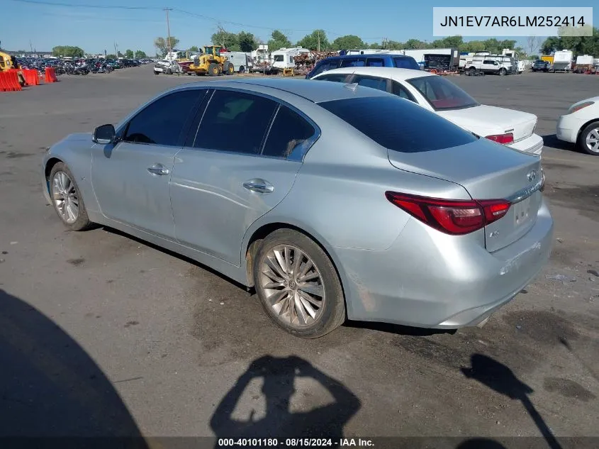 2020 Infiniti Q50 Luxe Awd VIN: JN1EV7AR6LM252414 Lot: 40101180