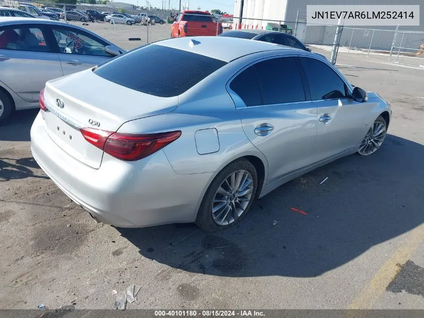 2020 Infiniti Q50 Luxe Awd VIN: JN1EV7AR6LM252414 Lot: 40101180