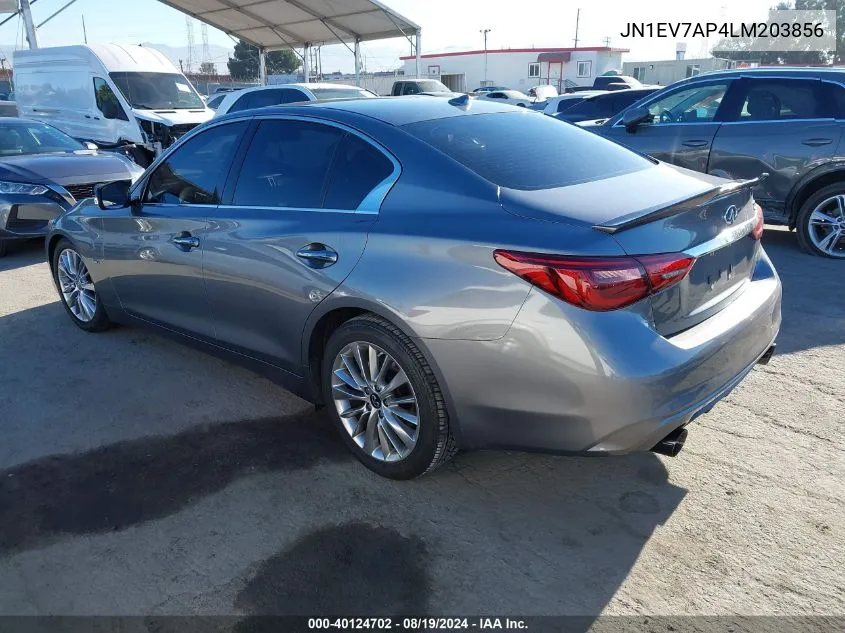 2020 Infiniti Q50 Luxe VIN: JN1EV7AP4LM203856 Lot: 40124702