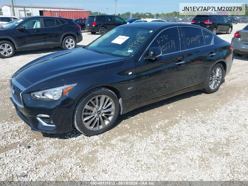 2020 Infiniti Q50 Luxe VIN: JN1EV7AP7LM202779 Lot: 40131812