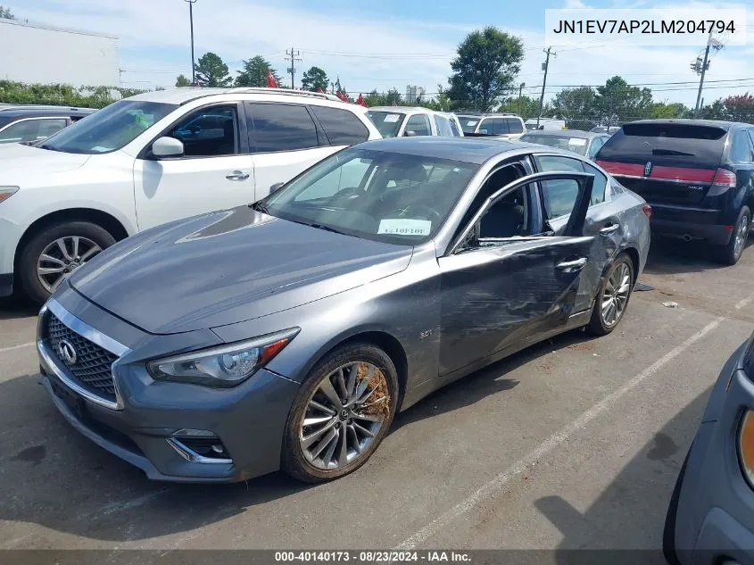 2020 Infiniti Q50 Luxe VIN: JN1EV7AP2LM204794 Lot: 40140173