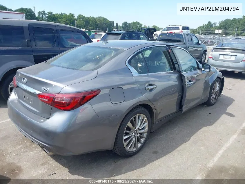 JN1EV7AP2LM204794 2020 Infiniti Q50 Luxe