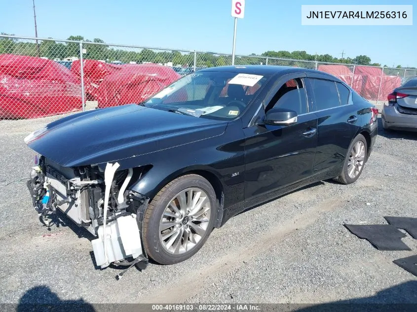 2020 Infiniti Q50 Luxe Awd VIN: JN1EV7AR4LM256316 Lot: 40169103