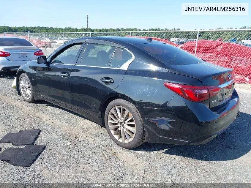 2020 Infiniti Q50 Luxe Awd VIN: JN1EV7AR4LM256316 Lot: 40169103