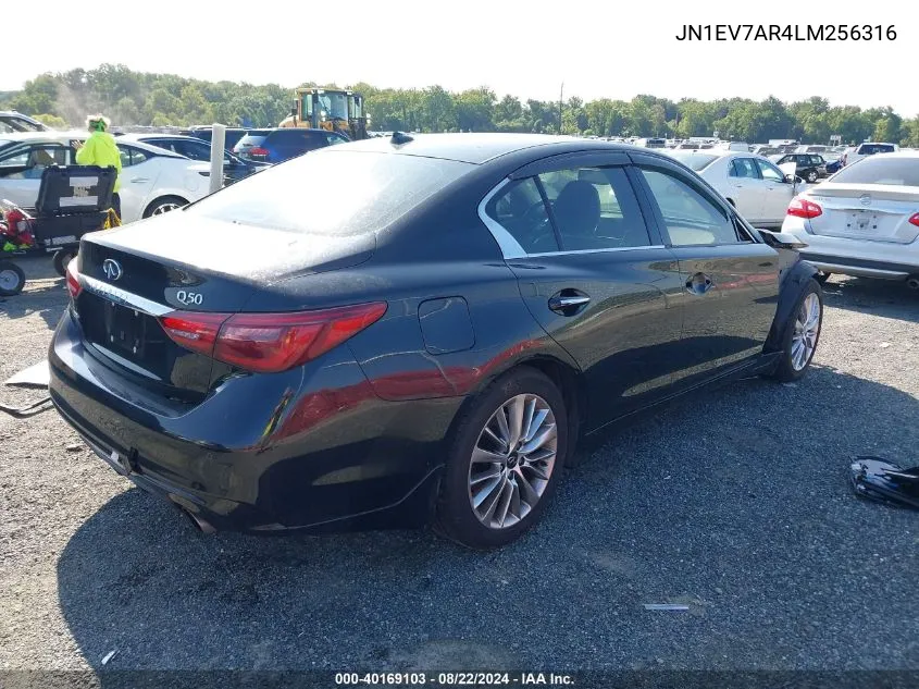 2020 Infiniti Q50 Luxe Awd VIN: JN1EV7AR4LM256316 Lot: 40169103