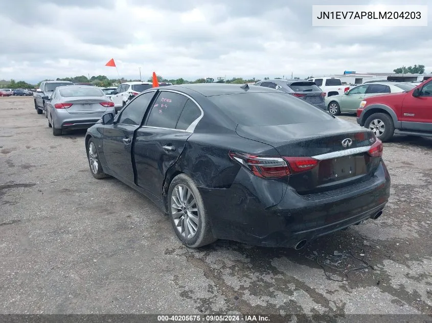 JN1EV7AP8LM204203 2020 Infiniti Q50 Luxe