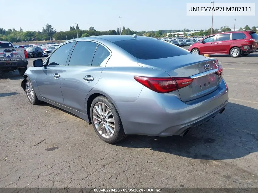 2020 Infiniti Q50 Pure/Luxe/Sport/Edition 30 VIN: JN1EV7AP7LM207111 Lot: 40270425