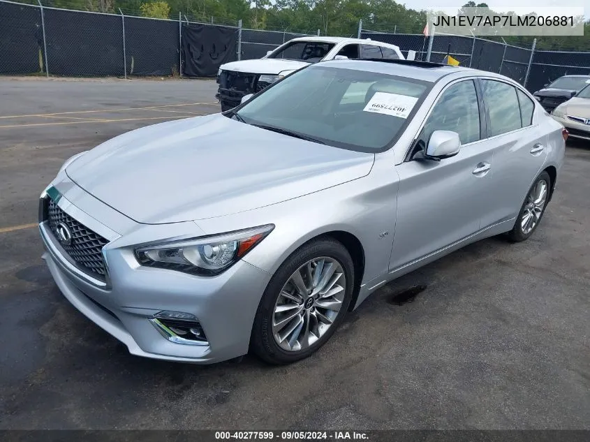 2020 Infiniti Q50 Luxe VIN: JN1EV7AP7LM206881 Lot: 40277599