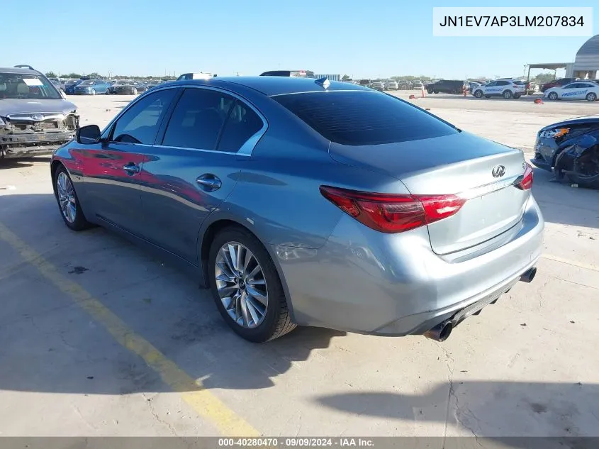 2020 Infiniti Q50 Luxe VIN: JN1EV7AP3LM207834 Lot: 40280470