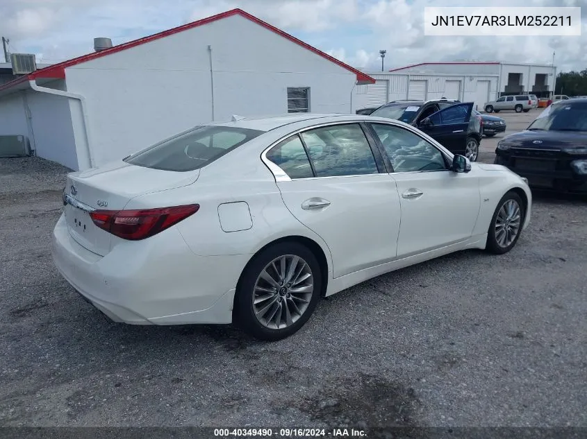 2020 Infiniti Q50 Pure/Luxe/Sport/Edition 3 VIN: JN1EV7AR3LM252211 Lot: 40349490