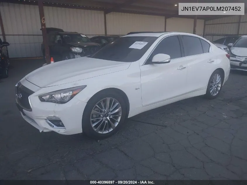 2020 Infiniti Q50 Luxe VIN: JN1EV7AP0LM207452 Lot: 40396897