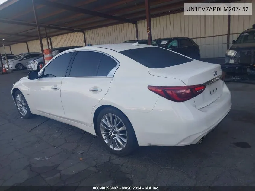 2020 Infiniti Q50 Luxe VIN: JN1EV7AP0LM207452 Lot: 40396897