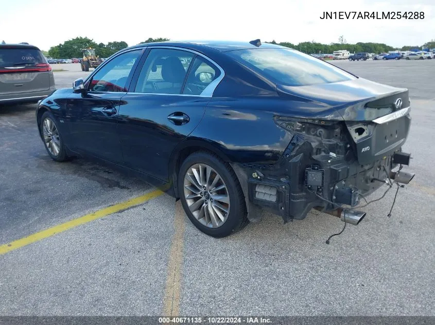 2020 Infiniti Q50 Luxe Awd VIN: JN1EV7AR4LM254288 Lot: 40671135