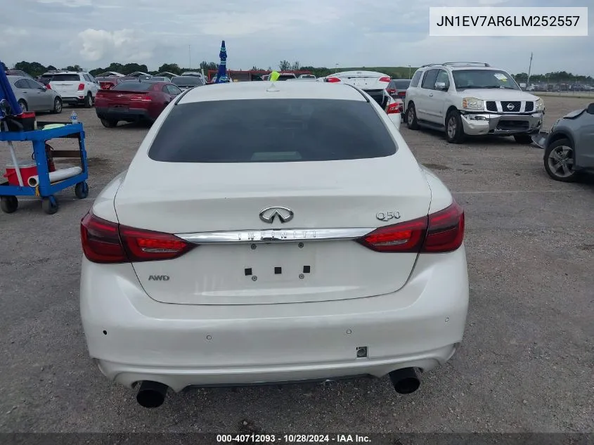 2020 Infiniti Q50 Luxe Awd VIN: JN1EV7AR6LM252557 Lot: 40712093