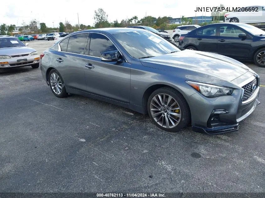 2020 Infiniti Q50 Luxe VIN: JN1EV7AP4LM206692 Lot: 40762113