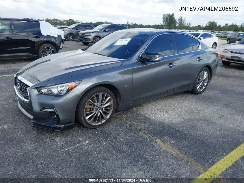 2020 Infiniti Q50 Luxe VIN: JN1EV7AP4LM206692 Lot: 40762113