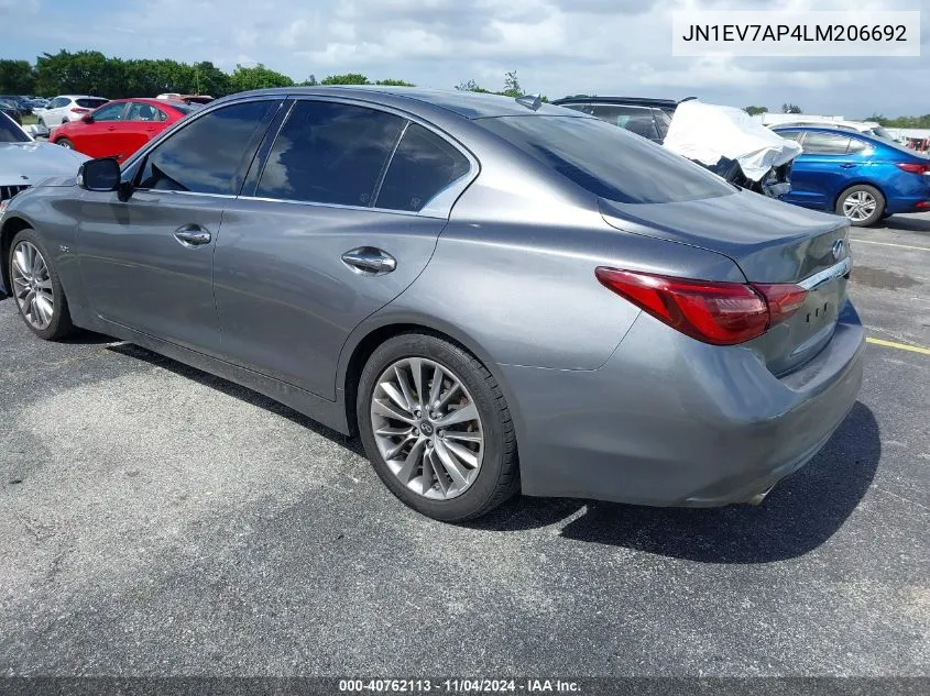 2020 Infiniti Q50 Luxe VIN: JN1EV7AP4LM206692 Lot: 40762113