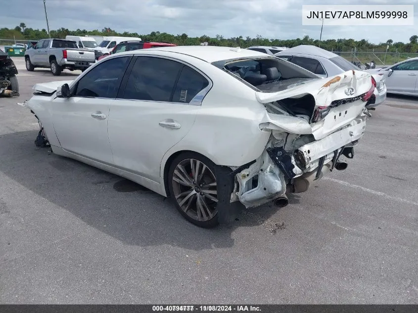 2020 Infiniti Q50 Edition 30/Luxe/Pure/Sport VIN: JN1EV7AP8LM599998 Lot: 40794777