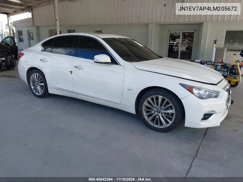 2020 Infiniti Q50 Luxe VIN: JN1EV7AP4LM205672 Lot: 40842364