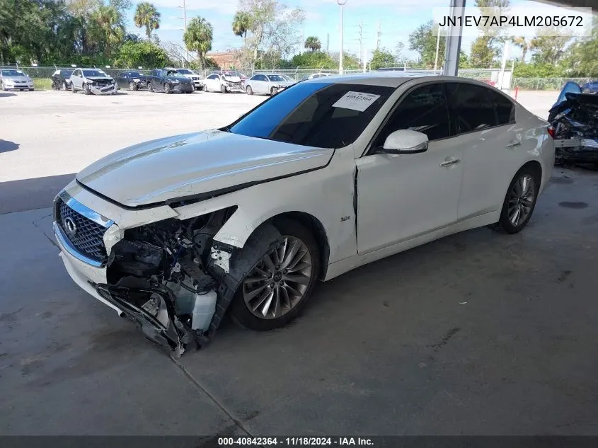 2020 Infiniti Q50 Luxe VIN: JN1EV7AP4LM205672 Lot: 40842364