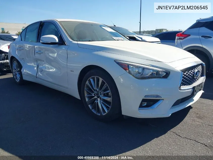 2020 Infiniti Q50 Luxe VIN: JN1EV7AP2LM206545 Lot: 40869388