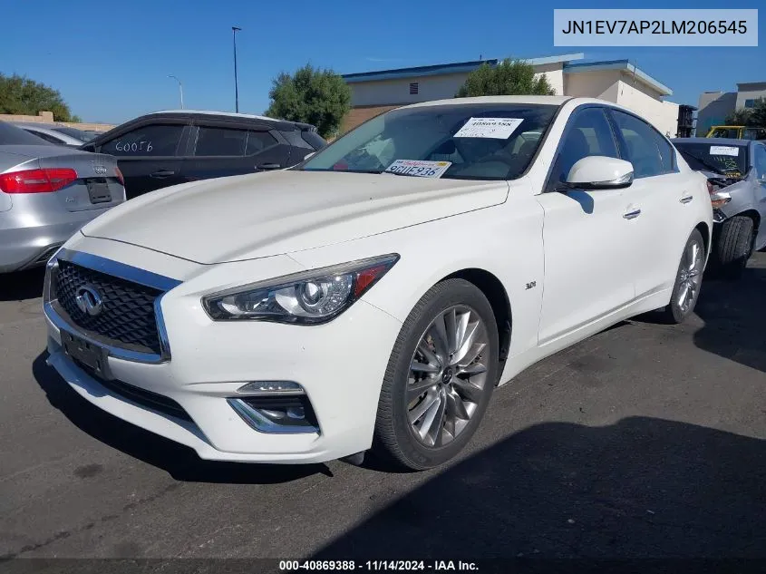 2020 Infiniti Q50 Luxe VIN: JN1EV7AP2LM206545 Lot: 40869388