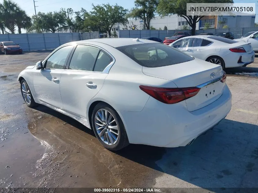 2021 Infiniti Q50 Luxe VIN: JN1EV7BPXMM705108 Lot: 39502315