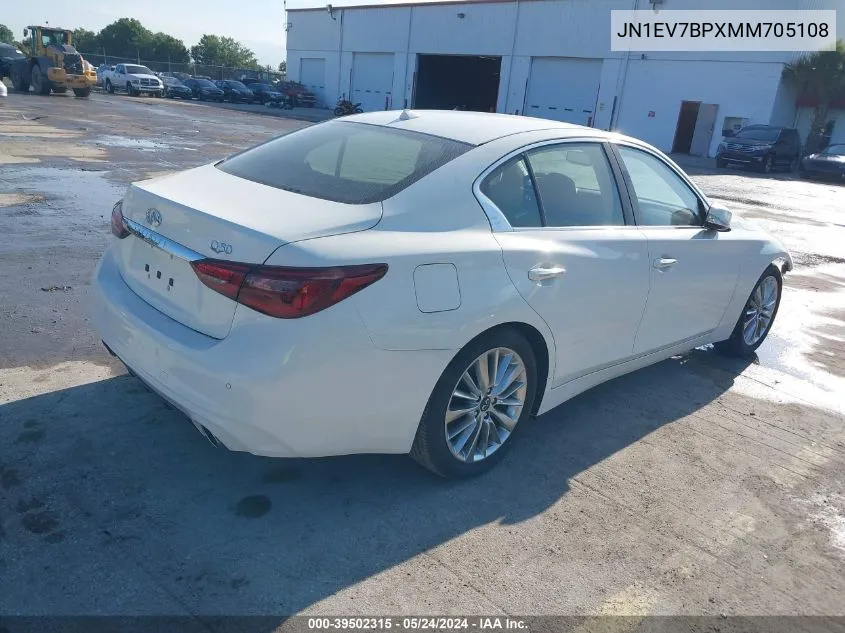 2021 Infiniti Q50 Luxe VIN: JN1EV7BPXMM705108 Lot: 39502315