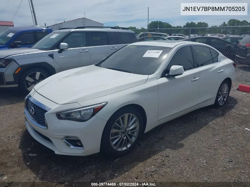 2021 Infiniti Q50 Luxe VIN: JN1EV7BP8MM705205 Lot: 39774488