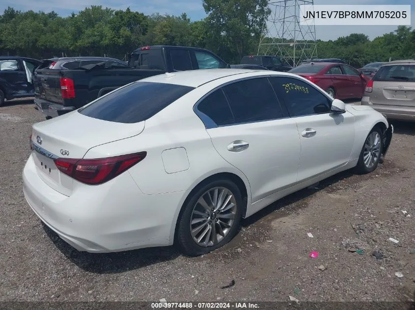 2021 Infiniti Q50 Luxe VIN: JN1EV7BP8MM705205 Lot: 39774488