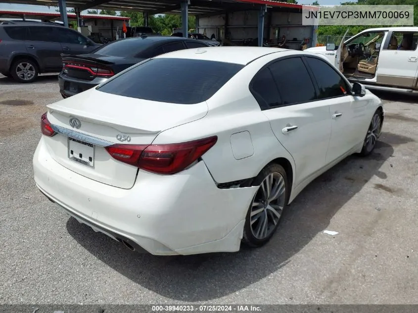 2021 Infiniti Q50 Sensory VIN: JN1EV7CP3MM700069 Lot: 39940233