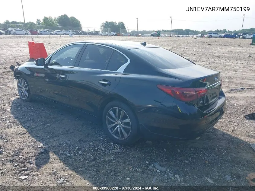 2021 Infiniti Q50 Pure Awd VIN: JN1EV7AR7MM750199 Lot: 39980228