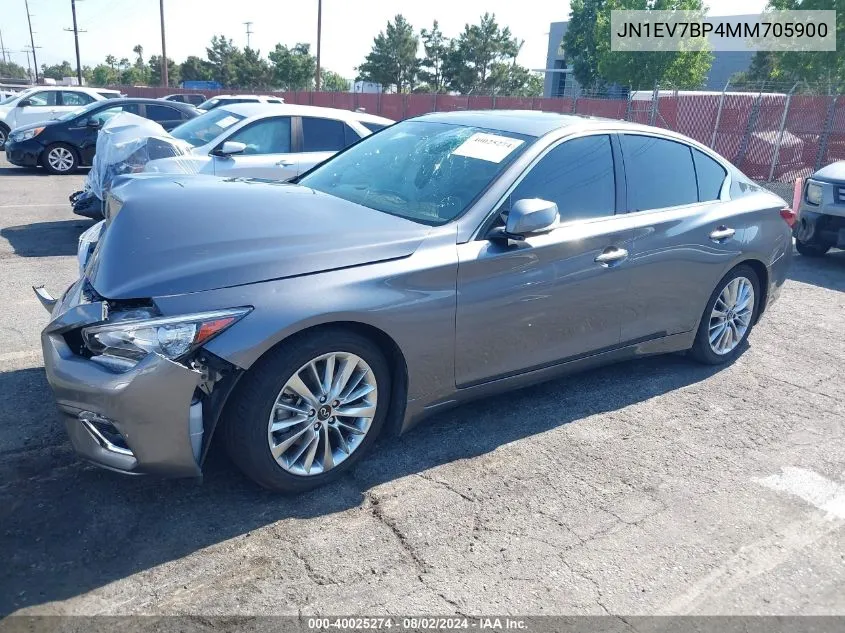 2021 Infiniti Q50 Luxe VIN: JN1EV7BP4MM705900 Lot: 40025274