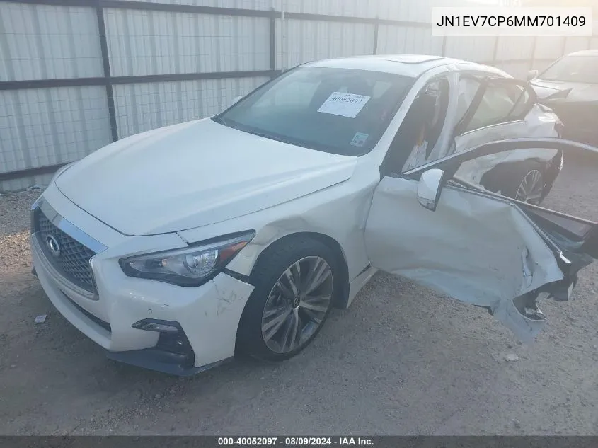 2021 Infiniti Q50 Sensory VIN: JN1EV7CP6MM701409 Lot: 40052097