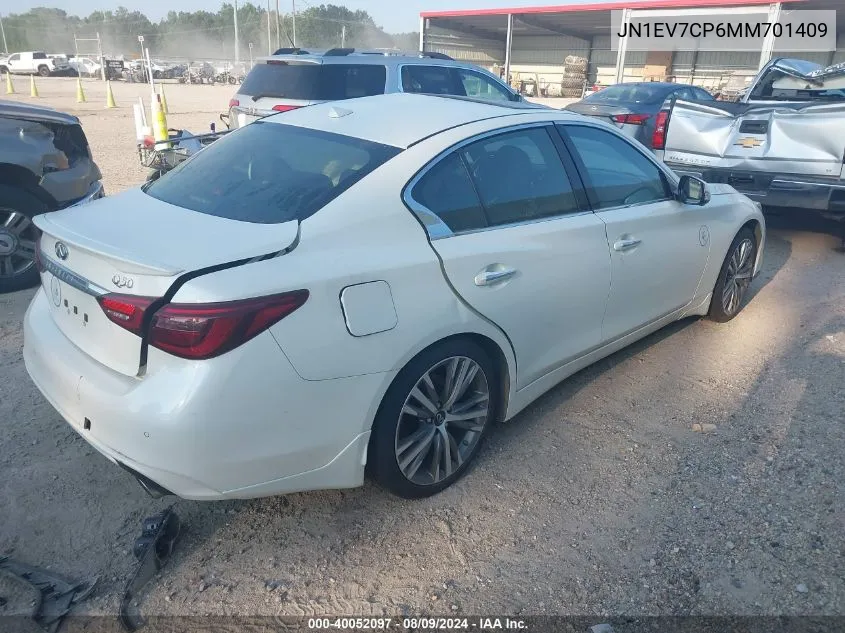 2021 Infiniti Q50 Sensory VIN: JN1EV7CP6MM701409 Lot: 40052097