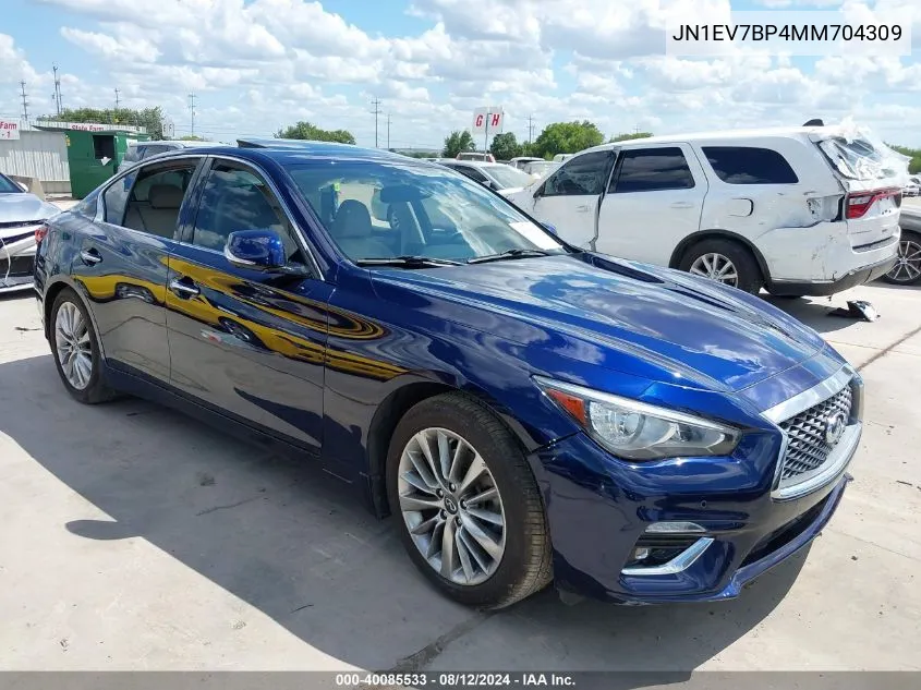 2021 Infiniti Q50 Luxe VIN: JN1EV7BP4MM704309 Lot: 40085533