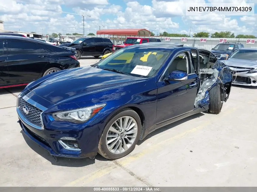 2021 Infiniti Q50 Luxe VIN: JN1EV7BP4MM704309 Lot: 40085533