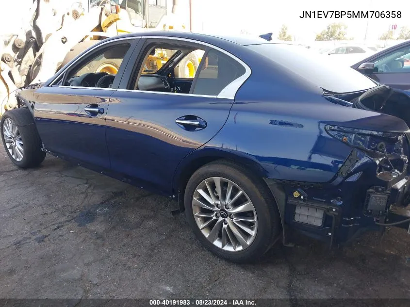 JN1EV7BP5MM706358 2021 Infiniti Q50 Luxe