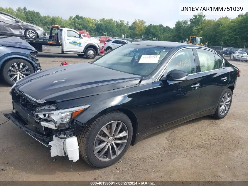 2021 Infiniti Q50 Pure Awd VIN: JN1EV7AR1MM751039 Lot: 40199591