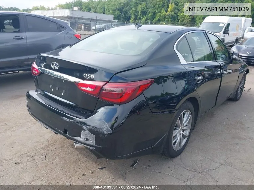 2021 Infiniti Q50 Pure Awd VIN: JN1EV7AR1MM751039 Lot: 40199591