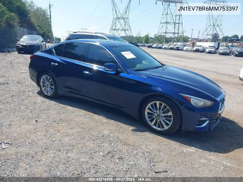 2021 Infiniti Q50 Luxe Awd VIN: JN1EV7BR6MM753397 Lot: 40216408