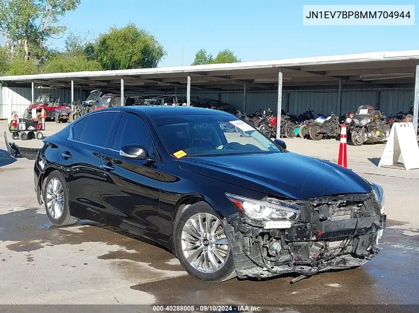 2021 Infiniti Q50 Luxe VIN: JN1EV7BP8MM704944 Lot: 40288005