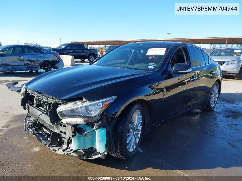 2021 Infiniti Q50 Luxe VIN: JN1EV7BP8MM704944 Lot: 40288005