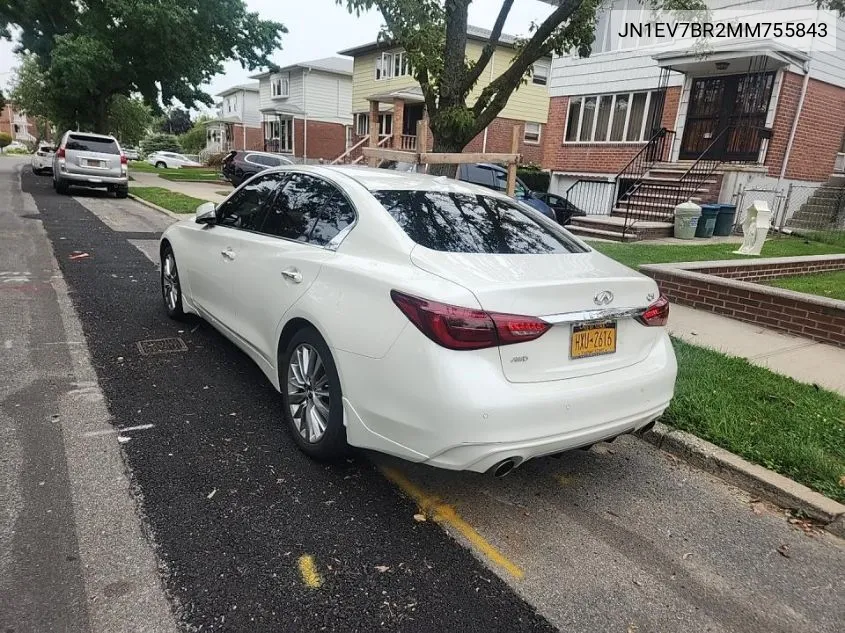 2021 Infiniti Q50 Luxe VIN: JN1EV7BR2MM755843 Lot: 40304551